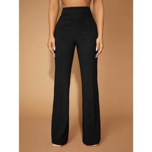 minimalist dress pants High Waist Flare Leg Pants black